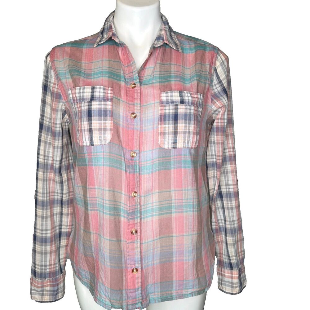 BDG Urban Outfitters Lightweight Plaid Women's Button Down S  Boho Soft Grunge